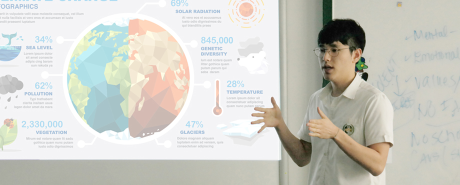 APIS high school students discussing global issues and sustainability