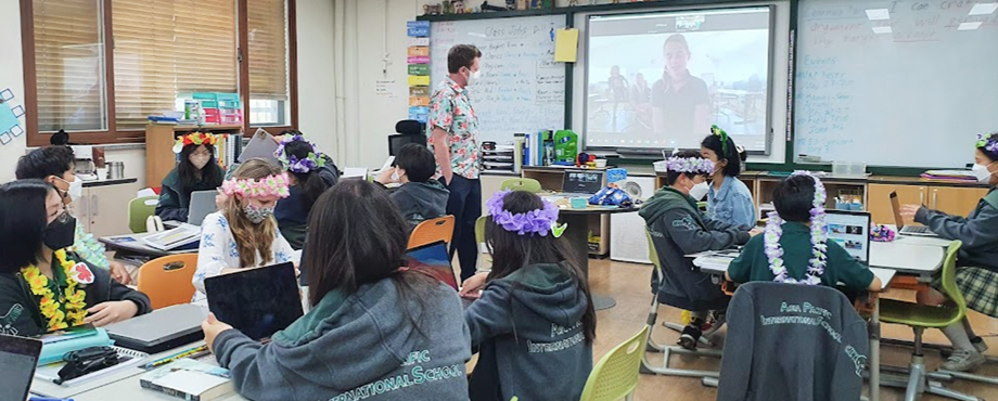 APIS Seoul and Hawaii students collaborating in NPCEA cross cultural program